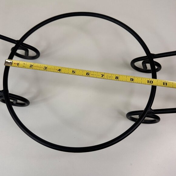Black Metal Scrollwork Round Dish Stand With Handles 10" Inside Diameter - Picture 5 of 5